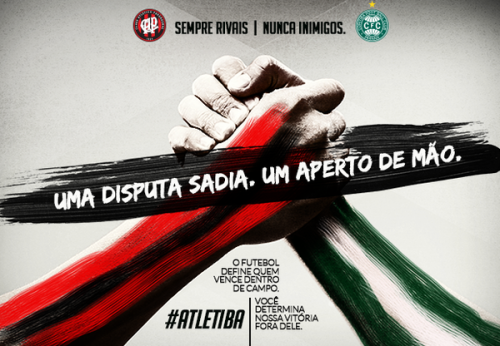 Dupla Atletiba faz campanha pela paz em conjunto (Imagem: Twitter de Atlético e Coritiba)